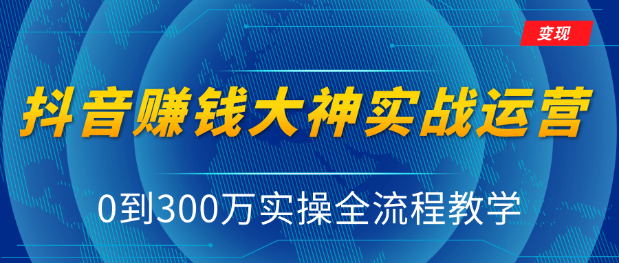 抖音赚钱大神实战运营教程，0到300万实操全流程教学，抖音独家变现模式 - 阿伟资源库-阿伟资源库