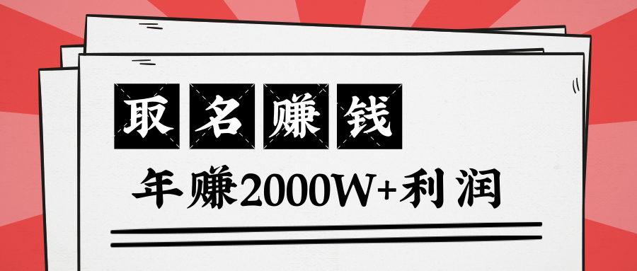 王通：不要小瞧任何一个小领域，取名技能也能快速赚钱，年赚2000W+利润 - 阿伟资源库-阿伟资源库