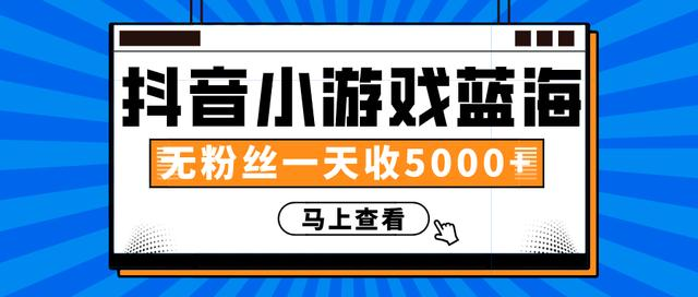 赚钱计划：抖音小游戏蓝海项目，无粉丝一天收入5000+ - 阿伟资源库-阿伟资源库
