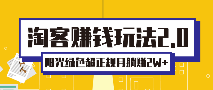 淘客赚钱玩法2.0，阳光绿色超正规项目，月躺赚2W+【视频课程】 - 阿伟资源库-阿伟资源库