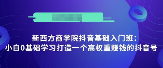 抖音基础入门班：小白0基础学习打造一个高权重赚钱的抖音号 - 阿伟资源库-阿伟资源库