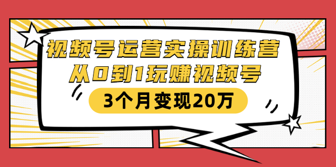 视频号运营实操训练营：从0到1玩赚视频号，3个月变现20万 - 阿伟资源库-阿伟资源库