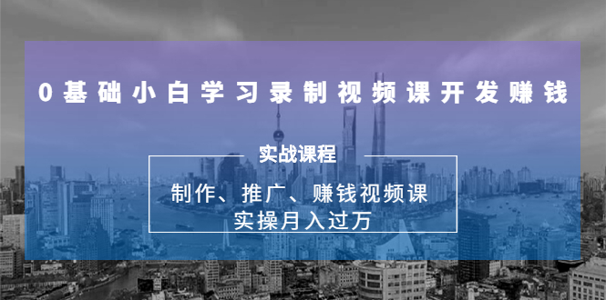0基础小白学习录制视频课开发赚钱：制作、推广、赚钱视频课 实操月入过万 - 阿伟资源库-阿伟资源库
