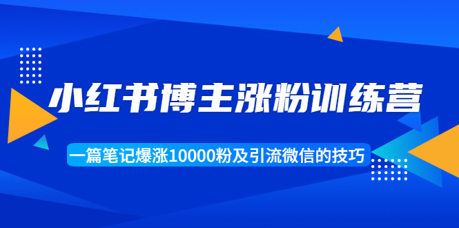 小红书博主涨粉训练营：一篇笔记爆涨10000粉及引流微信的技巧 - 阿伟资源库-阿伟资源库