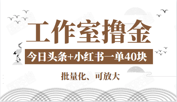 工作室撸金二件套：撸今日头条原创收益+小红书一单利润40块项目 - 阿伟资源库-阿伟资源库