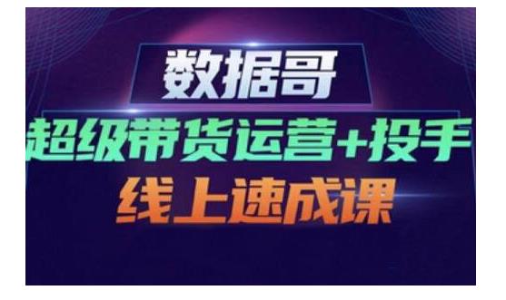数据哥·超级带货运营+投手线上速成课，快速提升运营和熟悉学会投手技巧 - 阿伟资源库-阿伟资源库