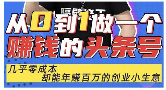 佬王·从0到1做一个赚钱的头条号，几乎零成本，却能年赚百万的创业项目 - 阿伟资源库-阿伟资源库