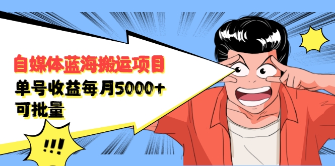 自媒体蓝海搬运项目：单号收益每月基本都可以达到5000+，可批量 - 阿伟资源库-阿伟资源库