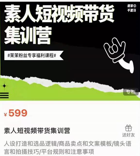 夜草与千里马素人短视频带货集训营，薛辉团队价值599 - 阿伟资源库-阿伟资源库