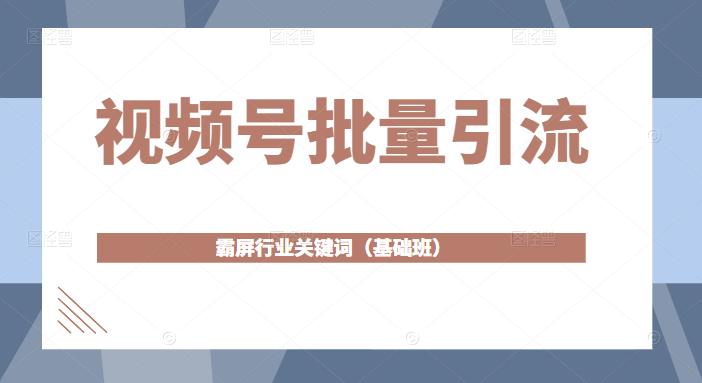 视频号批量引流，霸屏行业关键词（基础班）全面系统讲解视频号玩法 - 阿伟资源库-阿伟资源库