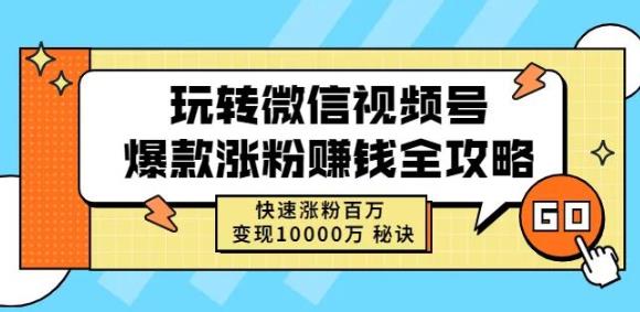 玩转微信视频号爆款涨粉赚钱全攻略，快速涨粉百万变现万元秘诀 - 阿伟资源库-阿伟资源库