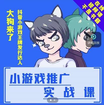 大狗来了：小游戏推广实战课，带你搭建一个游戏推广变现账号 - 阿伟资源库-阿伟资源库