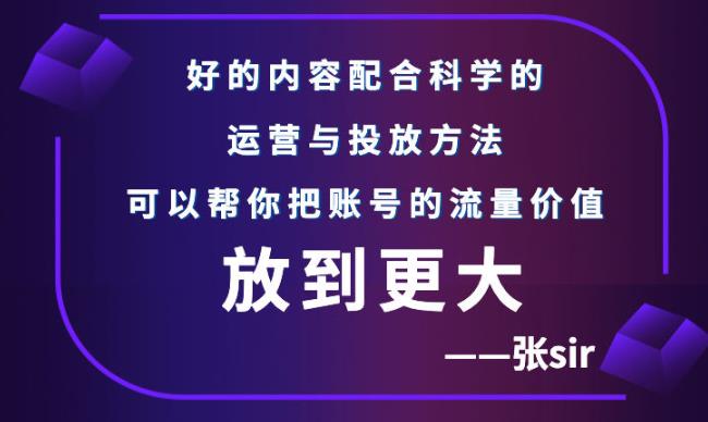 张sir账号流量增长课，告别海王流量，让你的流量更精准 - 阿伟资源库-阿伟资源库
