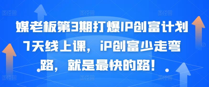 媒老板第3期打爆IP创富计划7天线上课，iP创富少走弯路，就是最快的路！ - 阿伟资源库-阿伟资源库