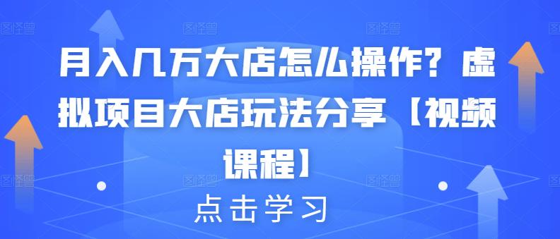 月入几万大店怎么操作？虚拟项目大店玩法分享【视频课程】 - 阿伟资源库-阿伟资源库