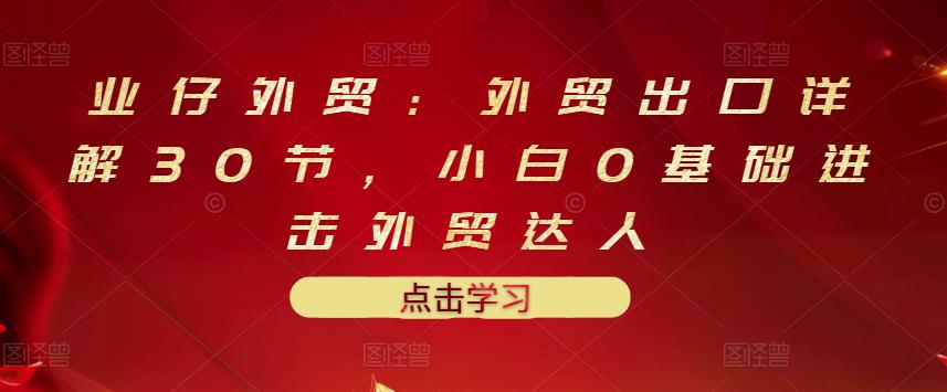业仔外贸：外贸出口详解30节，小白0基础进击外贸达人 价值666元 - 阿伟资源库-阿伟资源库