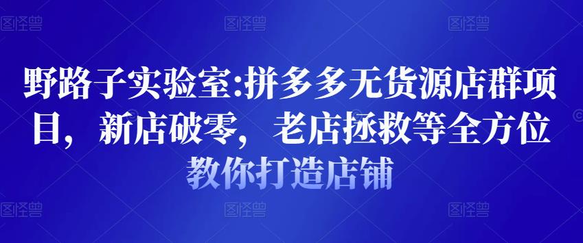 野路子实验室:拼多多无货源店群项目，新店破零，老店拯救等全方位教你打造店铺 - 阿伟资源库-阿伟资源库