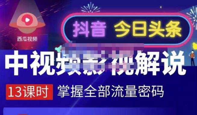 嚴如意·中视频影视解说—掌握流量密码，自媒体运营创收，批量运营账号 - 阿伟资源库-阿伟资源库