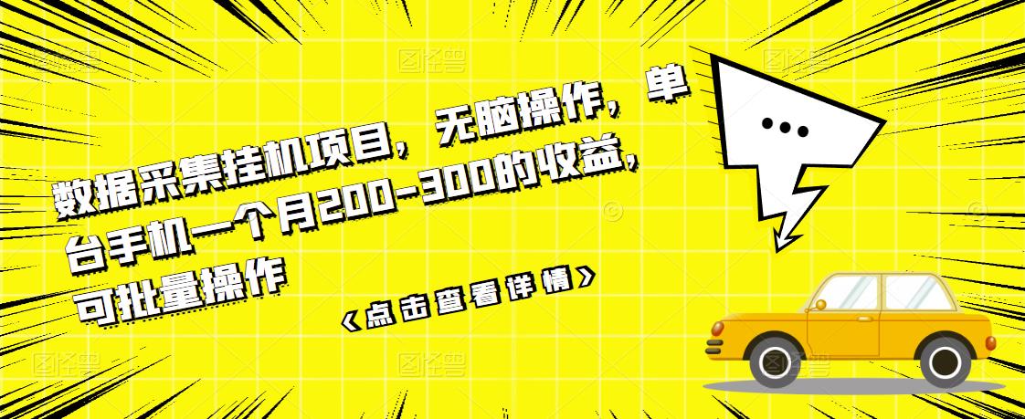 数据采集挂机项目，无脑操作，单台手机一个月200-300的收益，可批量操作 - 阿伟资源库-阿伟资源库