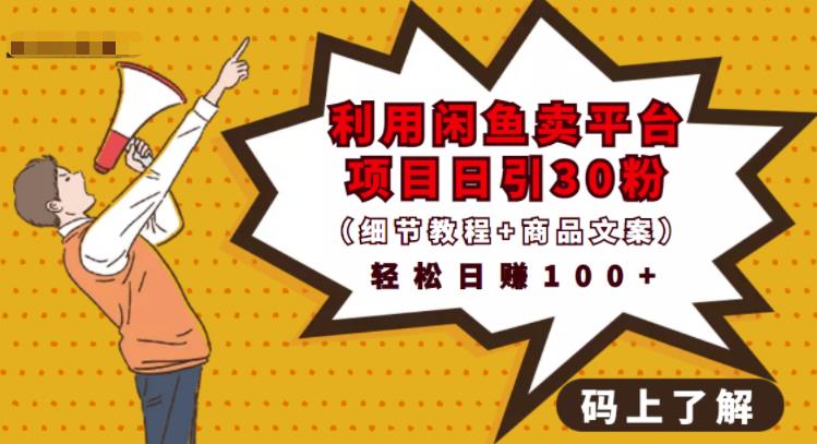 利用闲鱼卖平台项目课程资源日引流30+精准粉丝，轻松日赚100+，积累人脉可实现二次变 - 阿伟资源库-阿伟资源库