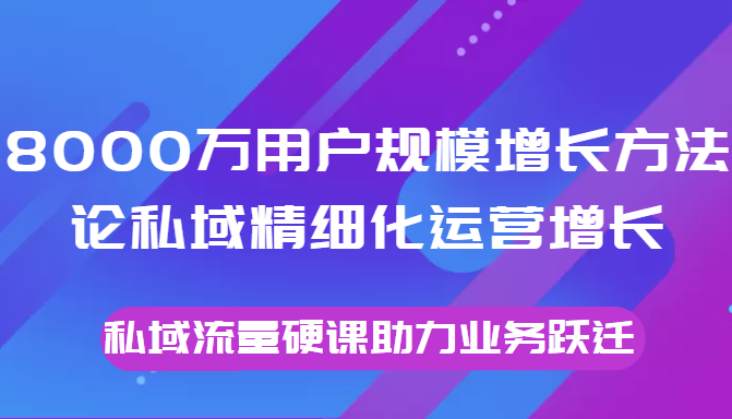 8000万用户规模增长方法论私域精细化运营增长，私域流量硬课助力业务跃迁 - 阿伟资源库-阿伟资源库