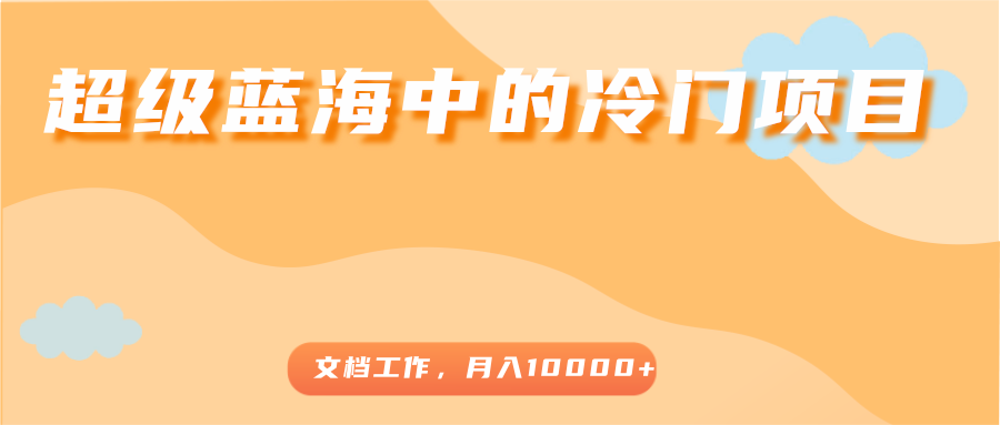 超级蓝海中的冷门项目，文档工作，好玩又赚钱，月入10000+ - 阿伟资源库-阿伟资源库