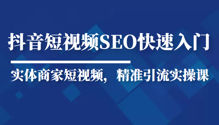 抖音短视频Seo搜索排名优化新手快速入门教程，实体商家短视频，精准引流实操课 - 阿伟资源库-阿伟资源库