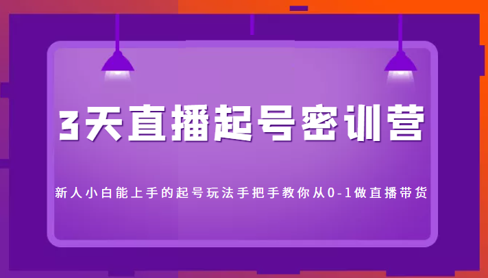 3天直播起号密训营，新人小白能上手的起号玩法，手把手教你从0-1做直播带货 - 阿伟资源库-阿伟资源库