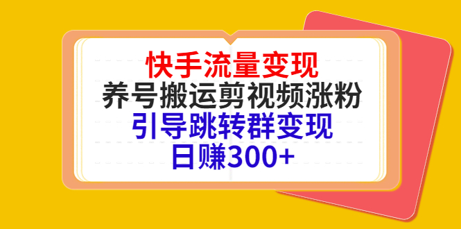 快手流量变现，养号搬运剪视频涨粉，引导跳转群变现日赚300+ - 阿伟资源库-阿伟资源库