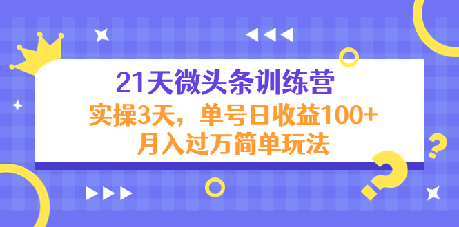 21天微头条训练营，实操3天，单号日收益100+月入过万简单玩法 - 阿伟资源库-阿伟资源库
