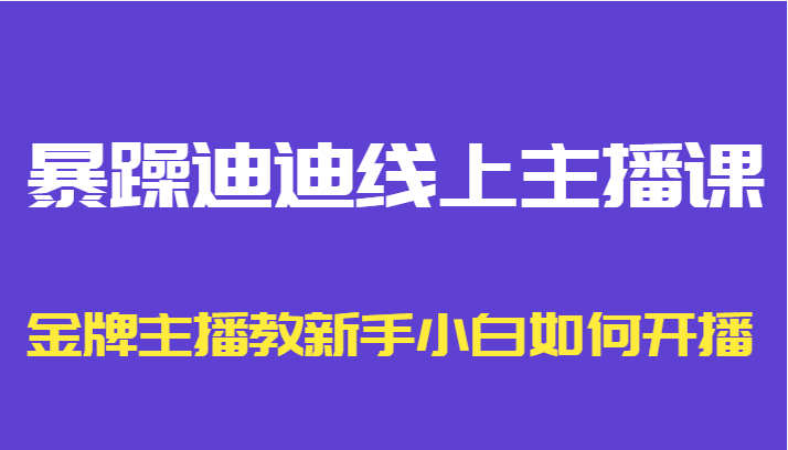 暴躁迪迪线上主播课，金牌主播教新手小白如何开播 - 阿伟资源库-阿伟资源库