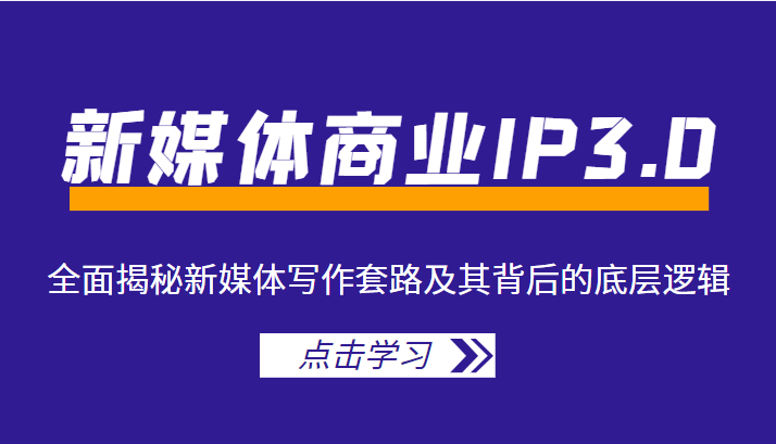 新媒体商业IP3.0，全面揭秘新媒体写作套路及其背后的底层逻辑（价值1299元） - 阿伟资源库-阿伟资源库