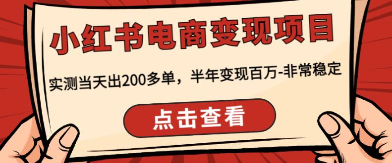 顽石·小红‬书电商变现项目，实测当天出200多单，半年变现百万，非常稳定 - 阿伟资源库-阿伟资源库
