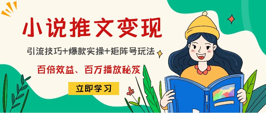 小说推文训练营：引流技巧+爆款实操+矩阵号玩法，百倍效益、百万播放秘笈 - 阿伟资源库-阿伟资源库