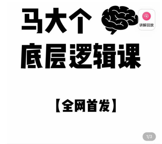 马大个·底层逻辑课，51节底层逻辑智慧课-价值1980元 - 阿伟资源库-阿伟资源库