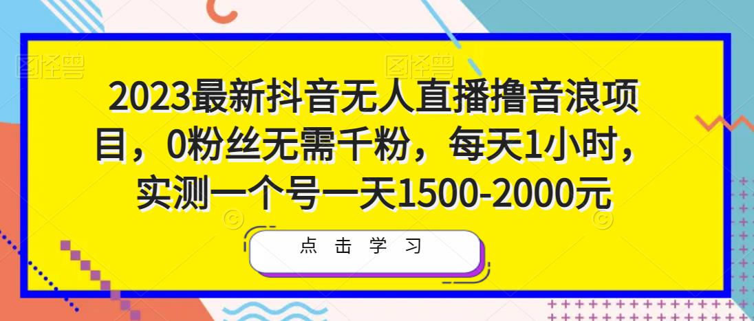 2023最新抖音无人直播撸音浪项目，0粉丝无需千粉，每天1小时，实测一个号一天1500-2000元 - 阿伟资源库-阿伟资源库