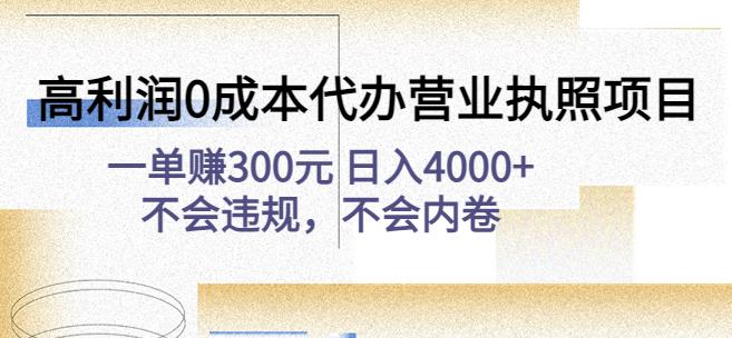 高利润0成本代办营业执照项目：一单赚300元日入4000+不会违规，不会内卷 - 阿伟资源库-阿伟资源库