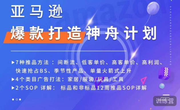 亚马逊爆款打造神舟计划，​7种推品方法，4个类目广告打法，2个SOP详解 - 阿伟资源库-阿伟资源库