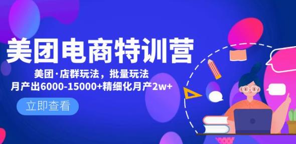 美团电商特训营：美团·店群玩法，无脑铺货月产出6000-15000+精细化月产2w+ - 阿伟资源库-阿伟资源库
