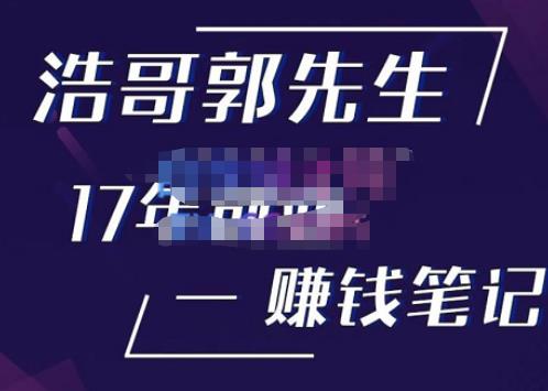 浩哥郭先生17年创业赚米笔记，打开你对很多东西的认知，让你知道原来赚钱或创业不单单是发力就行 - 阿伟资源库-阿伟资源库