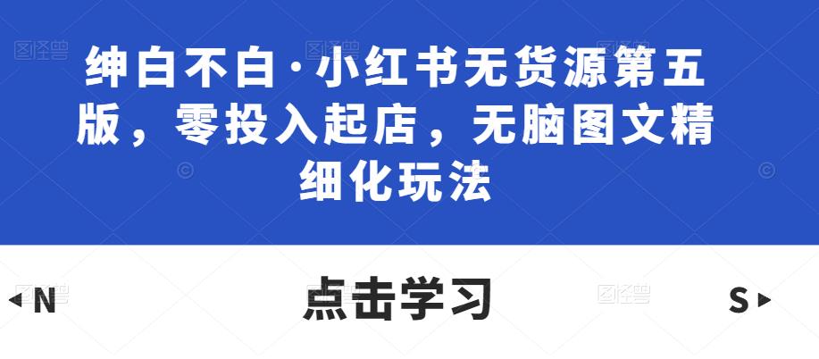 绅白不白·小红书无货源第五版，零投入起店，无脑图文精细化玩法 - 阿伟资源库-阿伟资源库