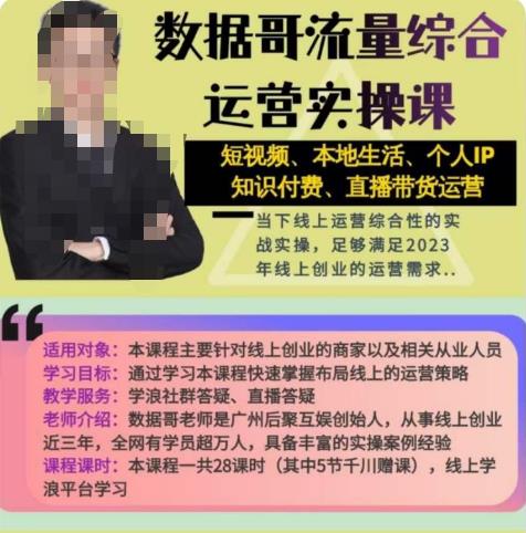 数据哥流量综合运营实操课：短视频、本地生活、个人IP知识付费、直播带货运营 - 阿伟资源库-阿伟资源库