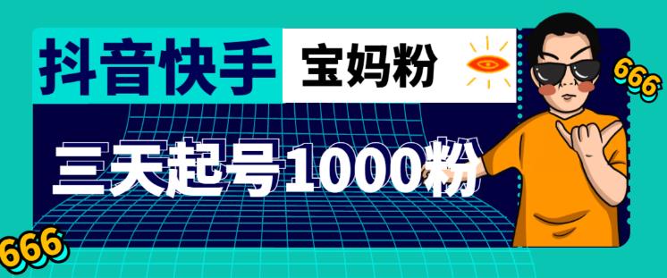 抖音快手三天起号涨粉1000宝妈粉丝的核心方法【详细玩法教程】 - 阿伟资源库-阿伟资源库