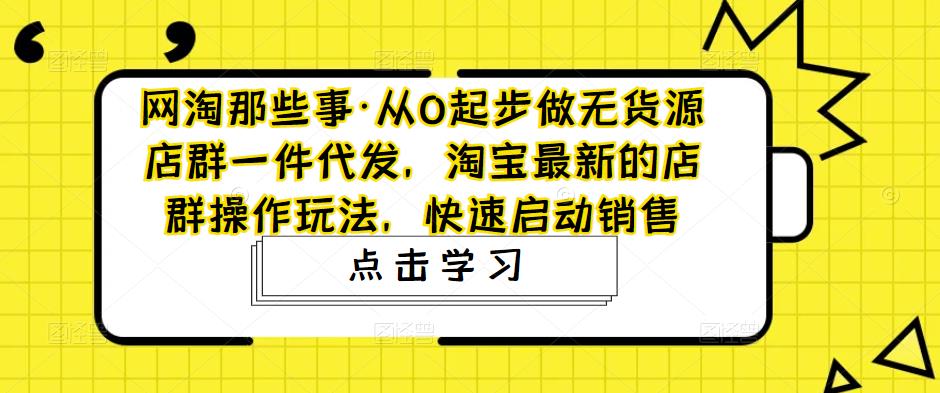 网淘那些事·从0起步做无货源店群一件代发，淘宝最新的店群操作玩法，快速启动销售 - 阿伟资源库-阿伟资源库