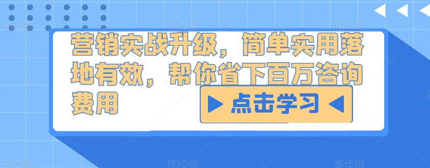 营销实战升级，简单实用落地有效，帮你省下百万咨询费用 - 阿伟资源库-阿伟资源库