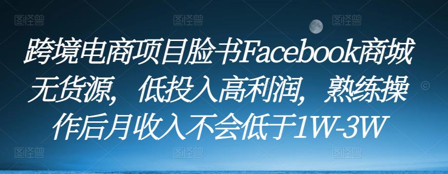 跨境电商项目脸书Facebook商城无货源，低投入高利润，熟练操作后月收入不会低于1W-3W - 阿伟资源库-阿伟资源库