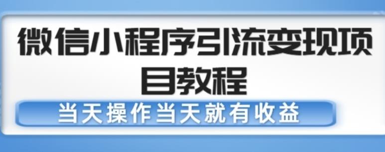 微信小程序引流变现项目教程，当天操作当天就有收益，变现不再是难事 - 阿伟资源库-阿伟资源库