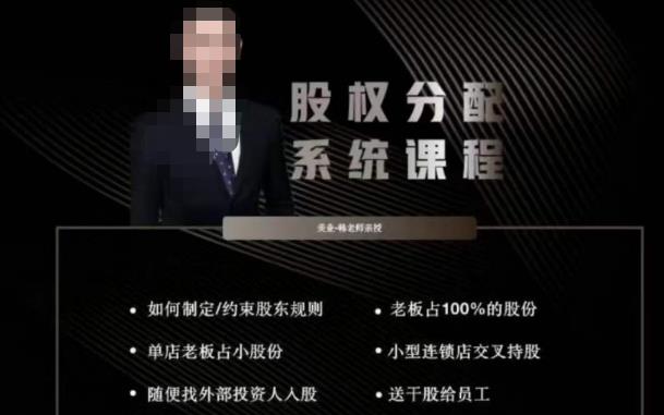 韩老师聊美业-美业股权分配系统课程，如何制定约束股东规则+老板占100%的股份+单店老板占小股份等 - 阿伟资源库-阿伟资源库