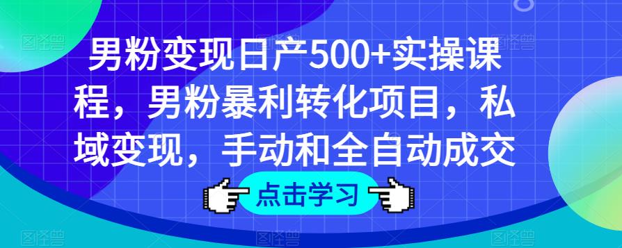 男粉变现日产500+实操课程，男粉暴利转化项目，私域变现，手动和全自动成交 - 阿伟资源库-阿伟资源库