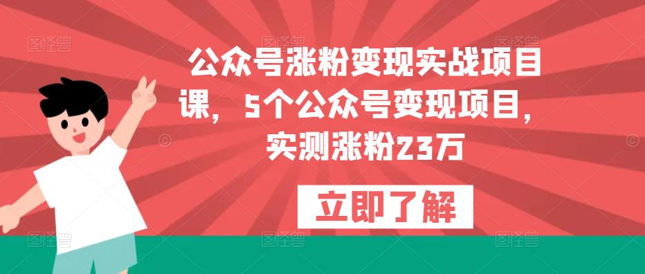 公众号涨粉变现实战项目课，5个公众号变现项目，实测涨粉23万 - 阿伟资源库-阿伟资源库